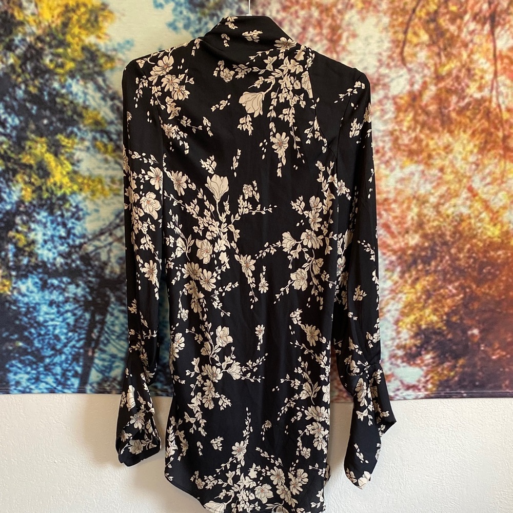 Free People Black and Cream Floral Backless Dress
